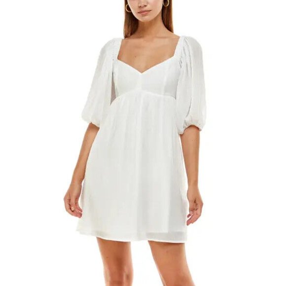 Wayf Dresses & Skirts - WAYF Women  Ripton Puff Sleeve Babydoll Mini Dress White  L